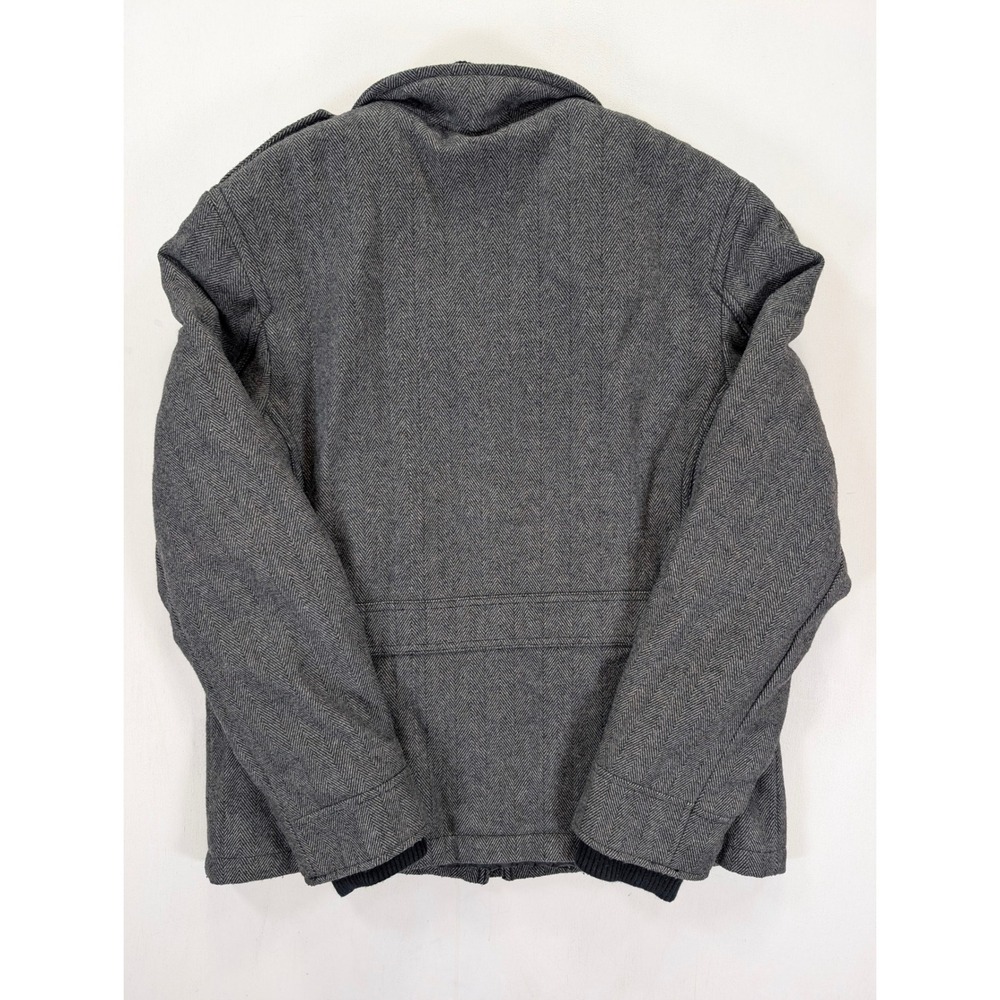 Merona Mens Herringbone Wool Blend Bomber Jacket Grey Full Zip L